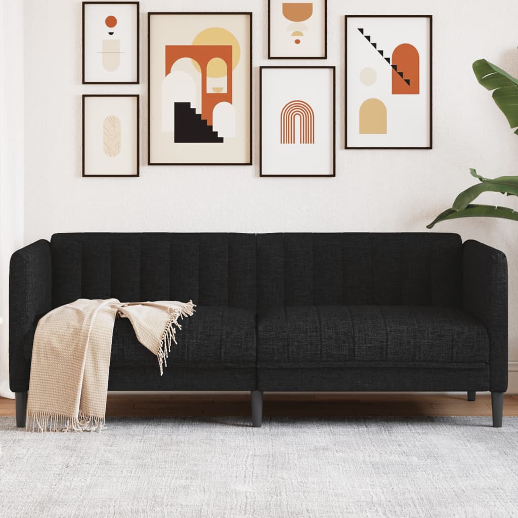 Sofa 2-Seater Black Fabric