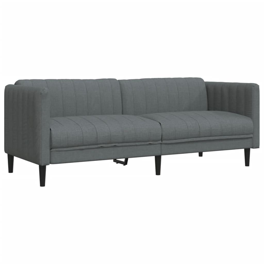 Sofa 3-Seater Dark Grey Fabric