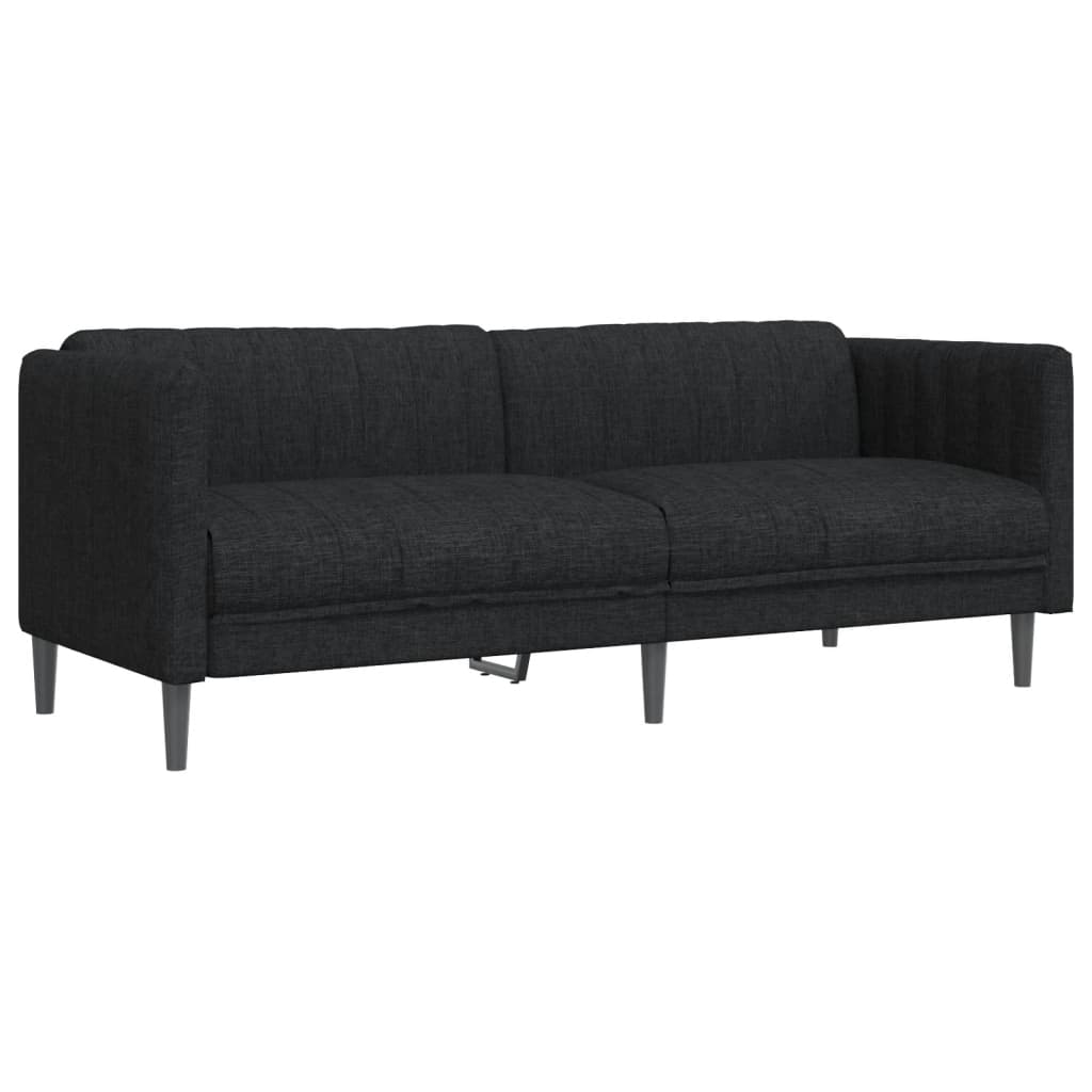 Sofa 3-Seater Black Fabric