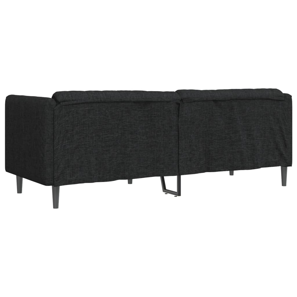 Sofa 3-Seater Black Fabric
