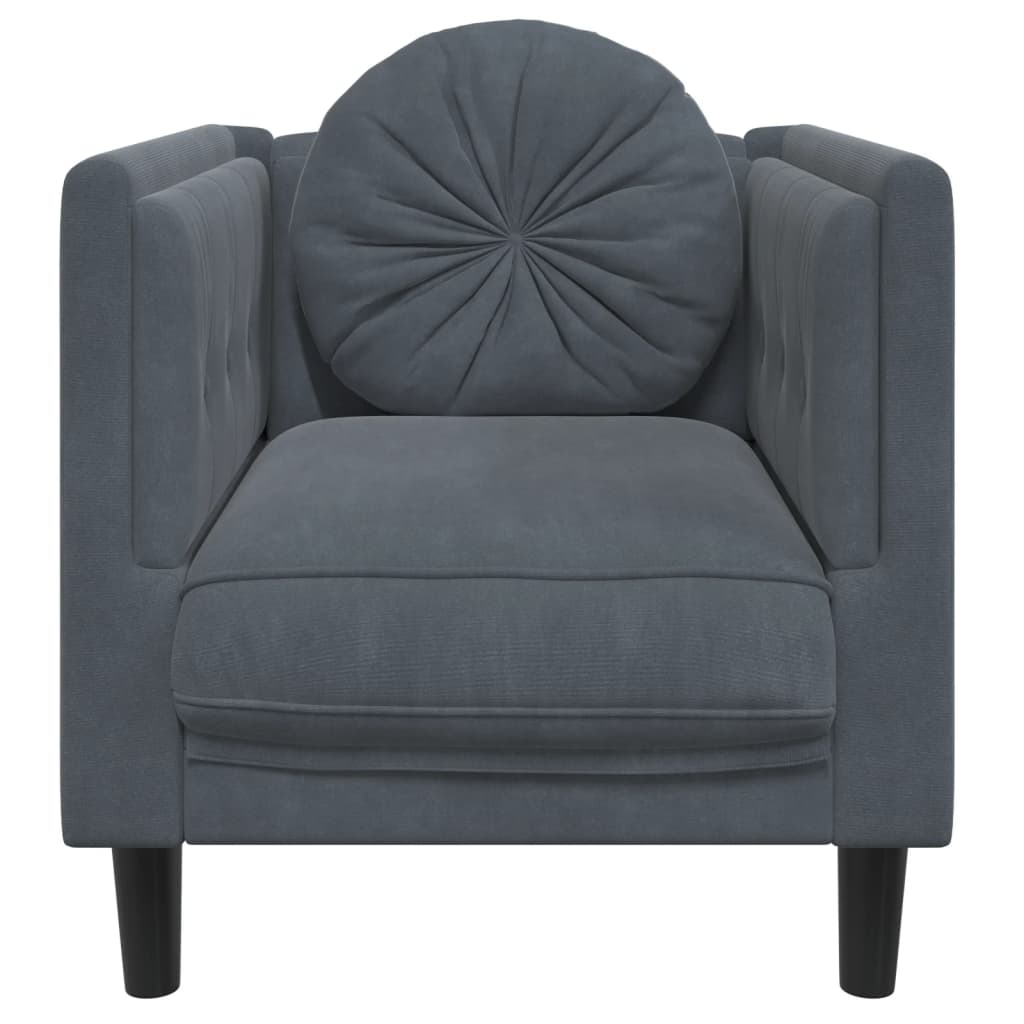 Sofa Chair with Cushion Dark Grey Velvet