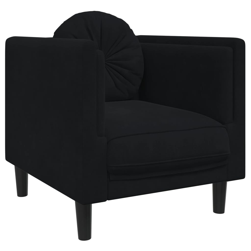 Sofa Chair with Cushion Black Velvet