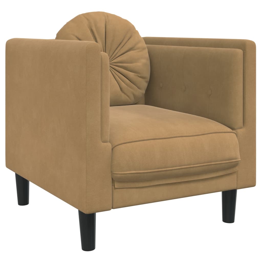 Sofa Chair with Cushion Brown Faux Suede Leather