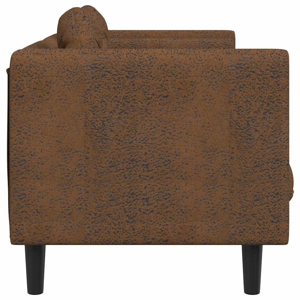 Sofa with Cushions 2-Seater Brown Faux Suede Leather