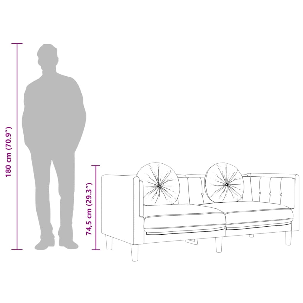 Sofa with Cushions 2-Seater Brown Faux Suede Leather