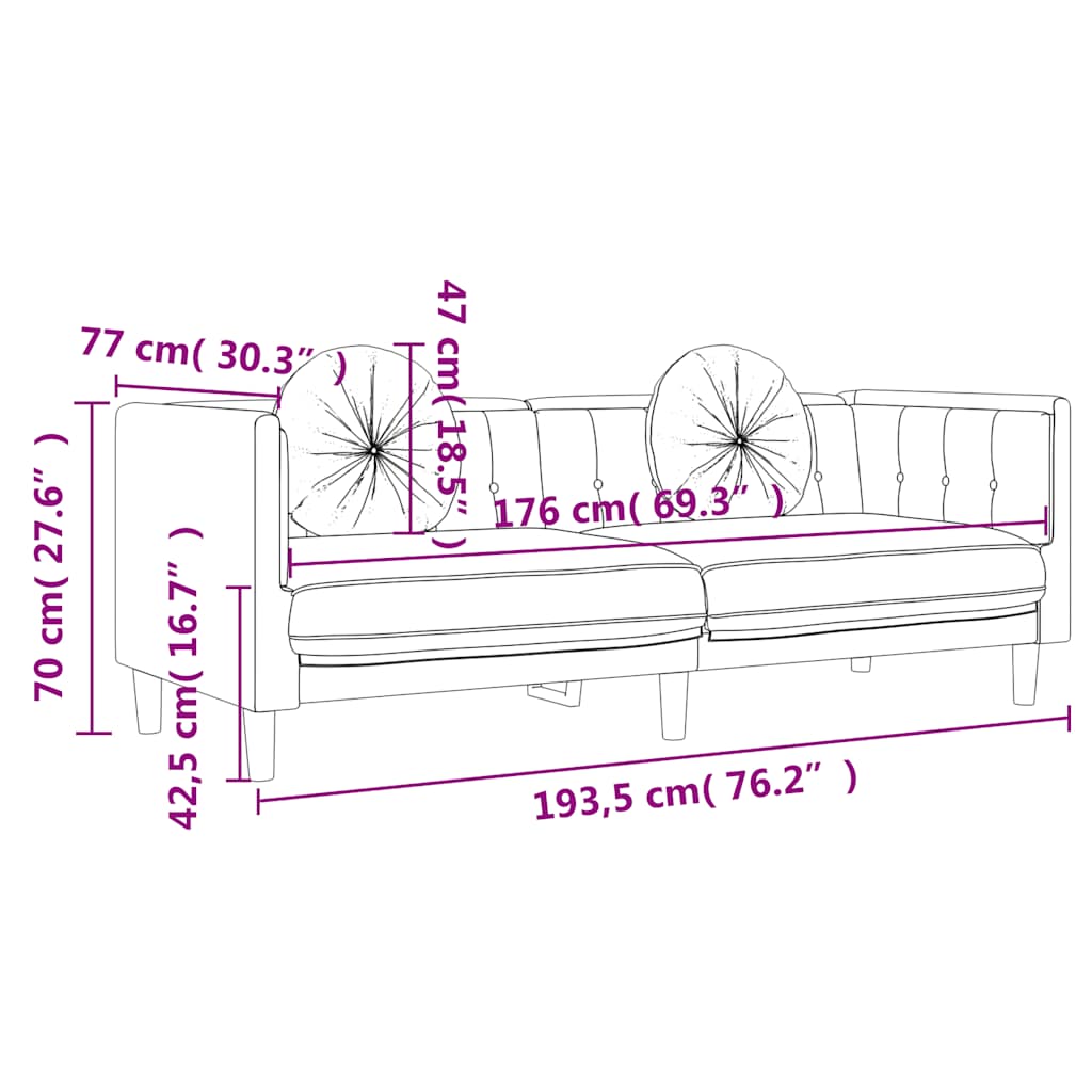 Sofa with Cushions 3-Seater Black Velvet
