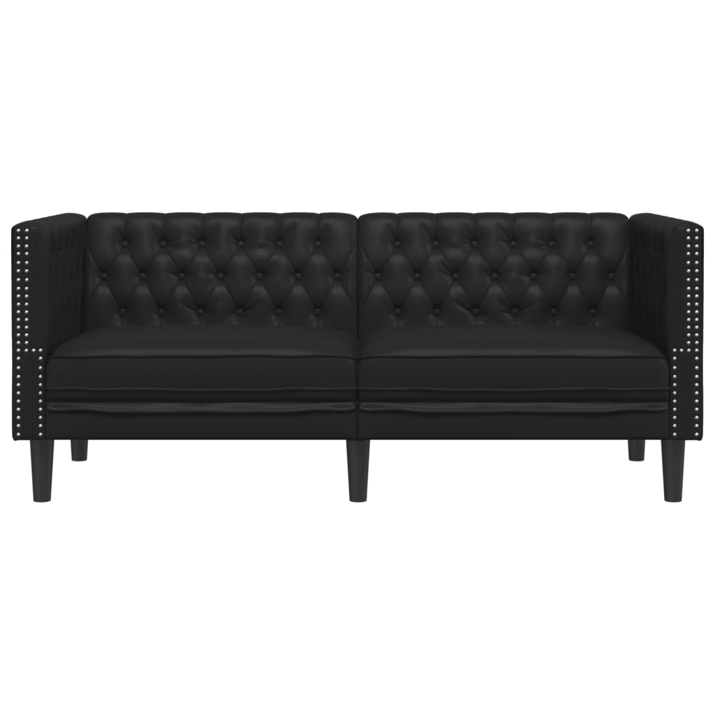 Chesterfield Sofa 2-Seater Black Faux Leather