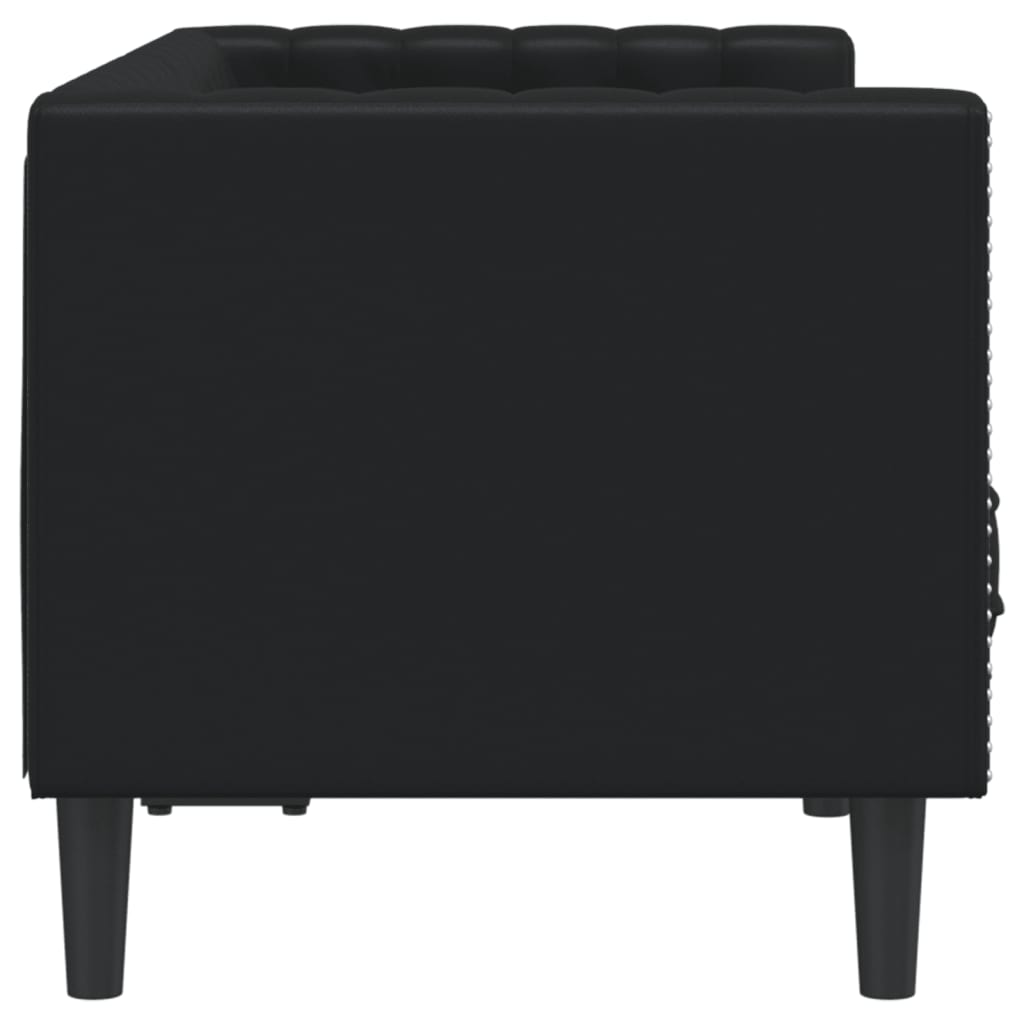 Chesterfield Sofa 2-Seater Black Faux Leather