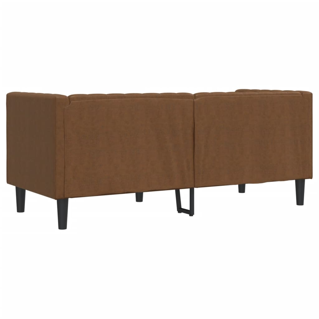 Chesterfield Sofa 2-Seater Brown Faux Suede Leather