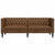Chesterfield Sofa 3-Seater Brown Faux Suede Leather