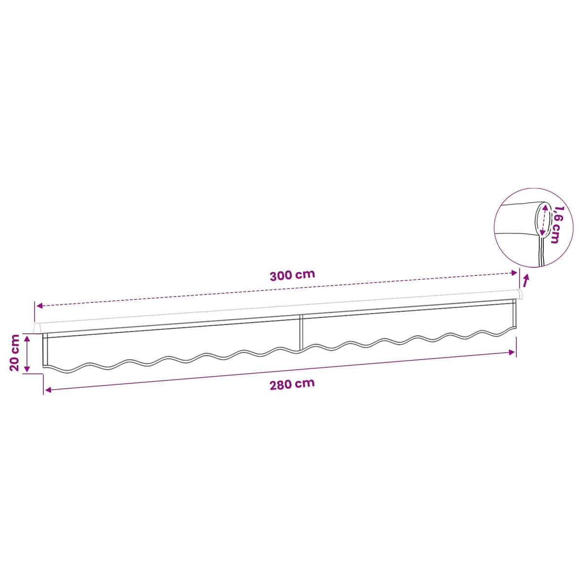 Awning Valance Replacement Anthracite Stripe 300 cm