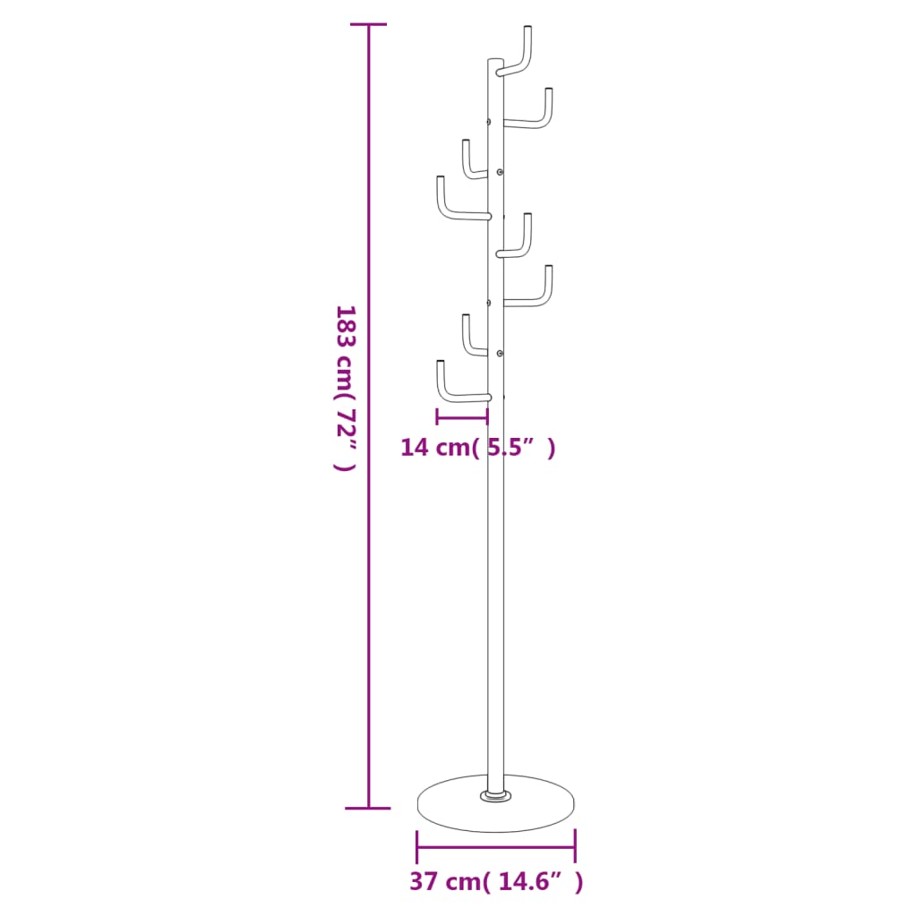 Coat Stand Black 183 cm Powder-coated Iron