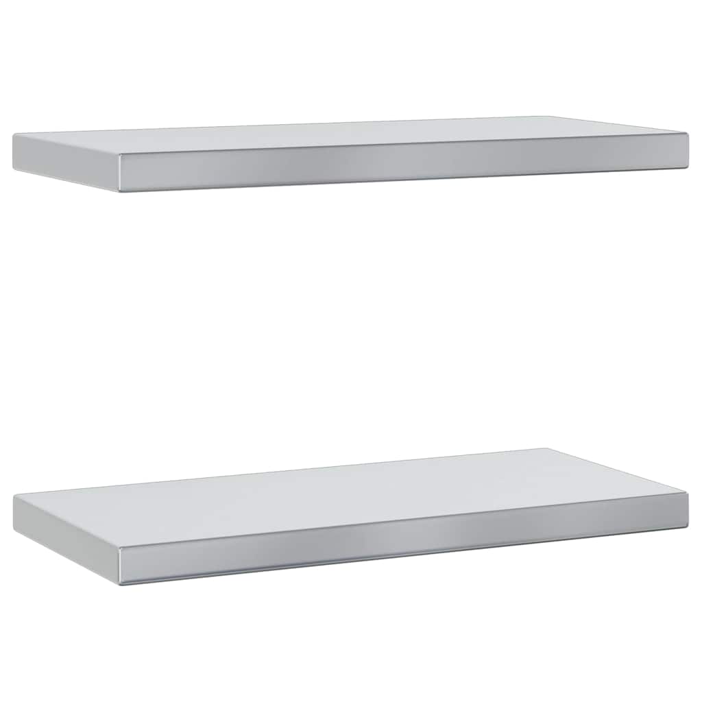Wall Shelves 2 pcs 50x23.5 cm Silver Stainless Steel