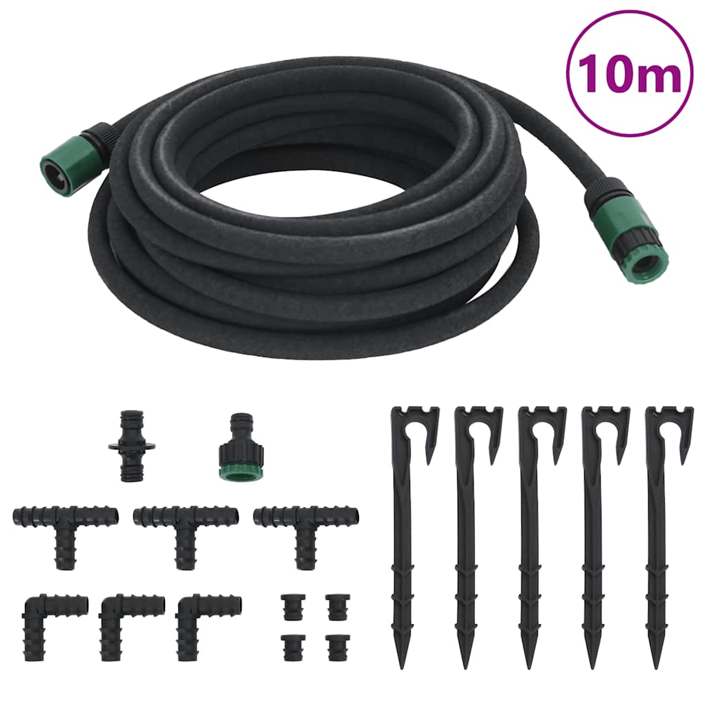 Garden Soaker Hose Black 0.6" 10 m Rubber