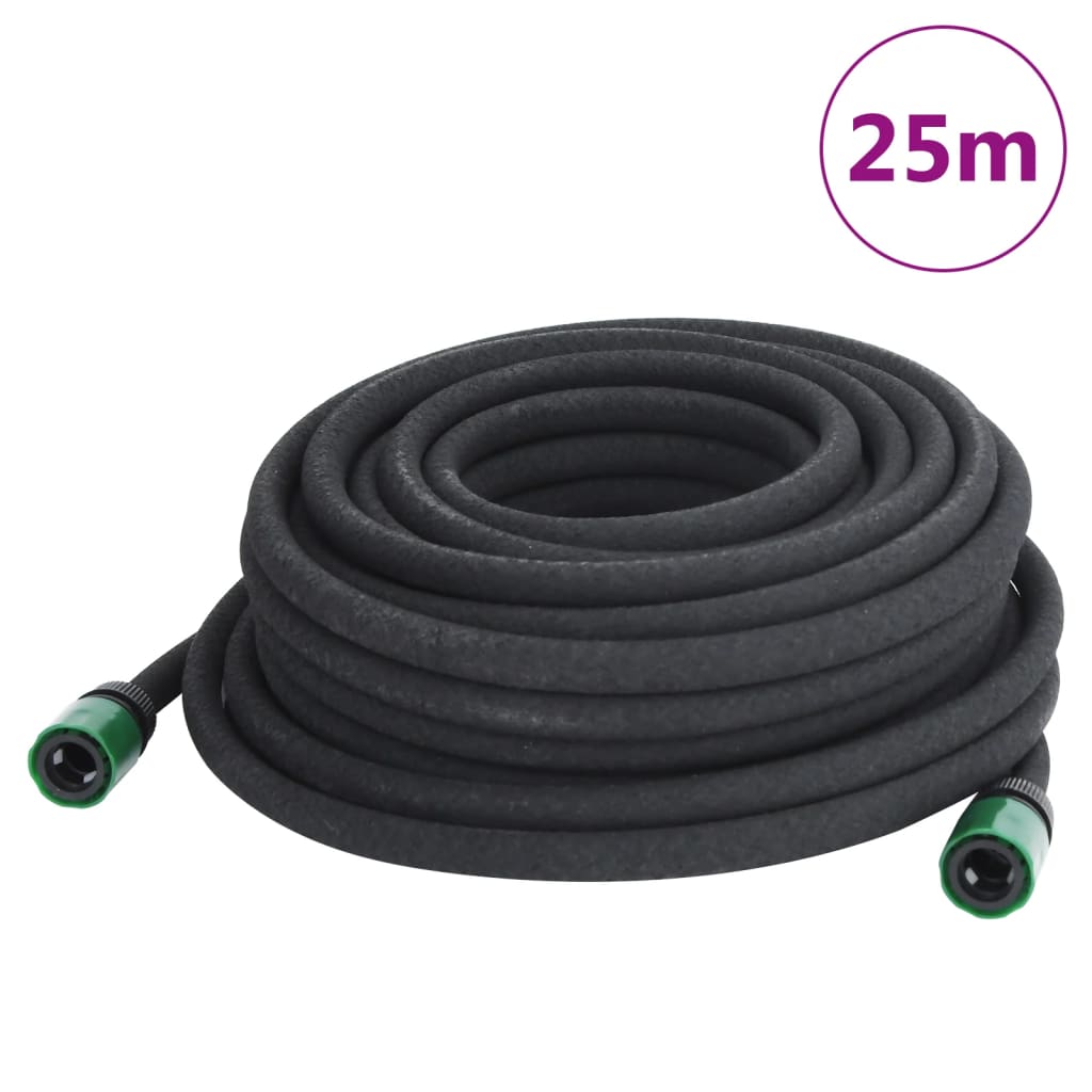 Garden Soaker Hose Black 0.6&quot; 25 m Rubber