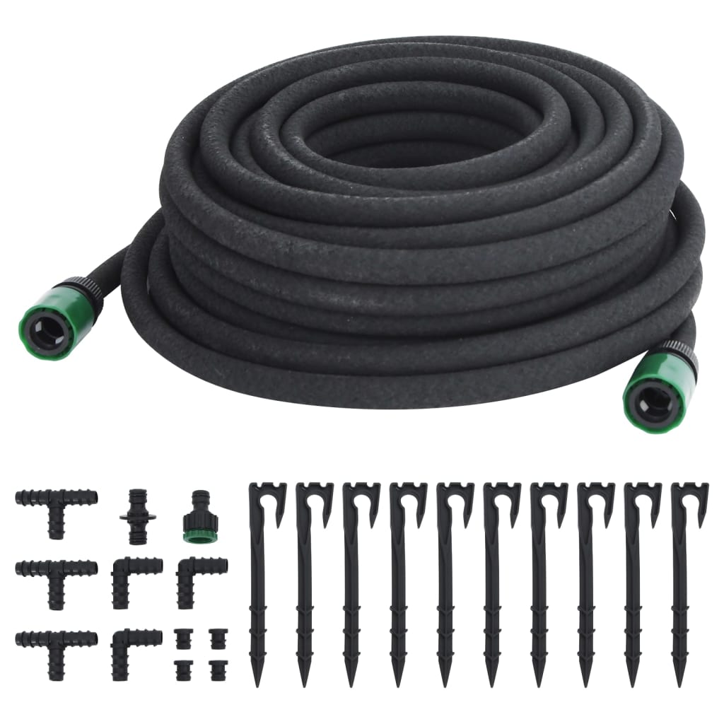 Garden Soaker Hose Black 0.6" 25 m Rubber