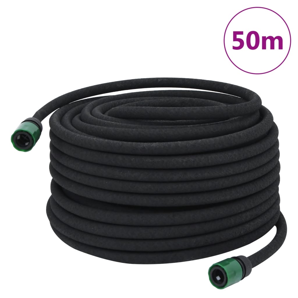 Garden Soaker Hose Black 0.6&quot; 50 m Rubber