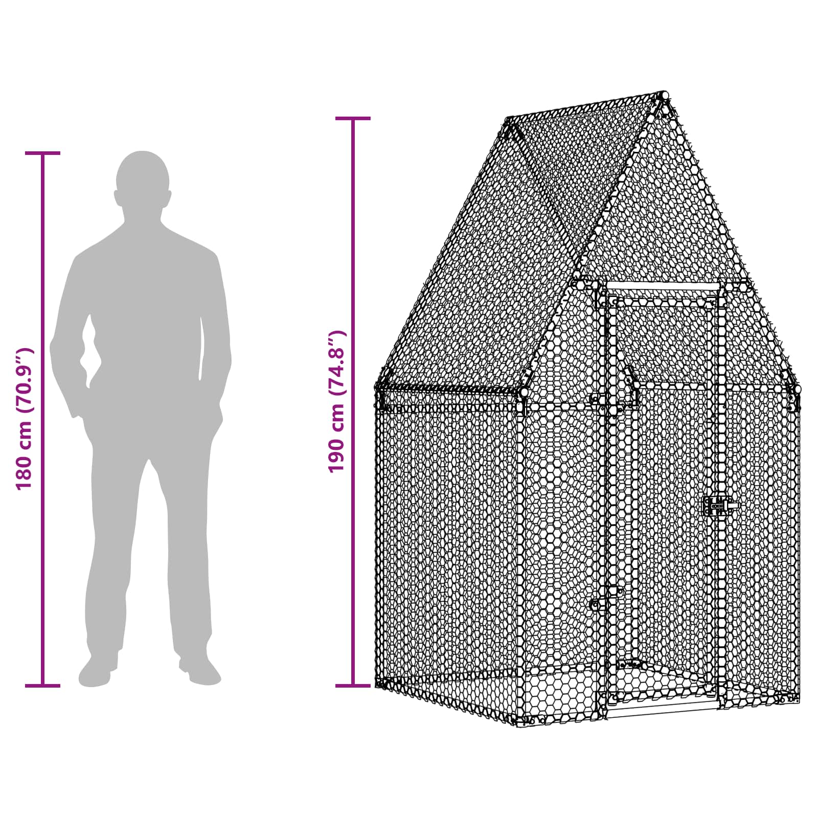 Chicken Cage Silver 100x100x190 cm Galvanised Steel