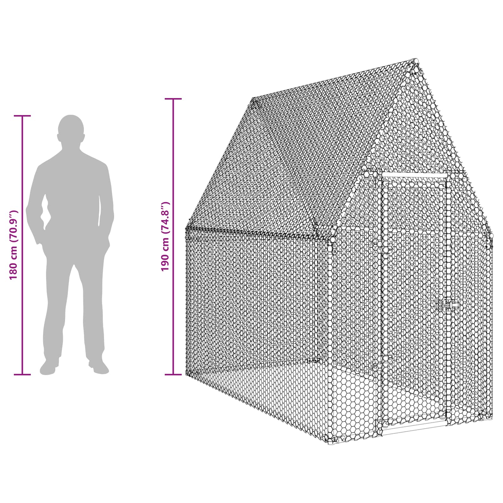 Chicken Cage Silver 200x100x190 cm Galvanised Steel