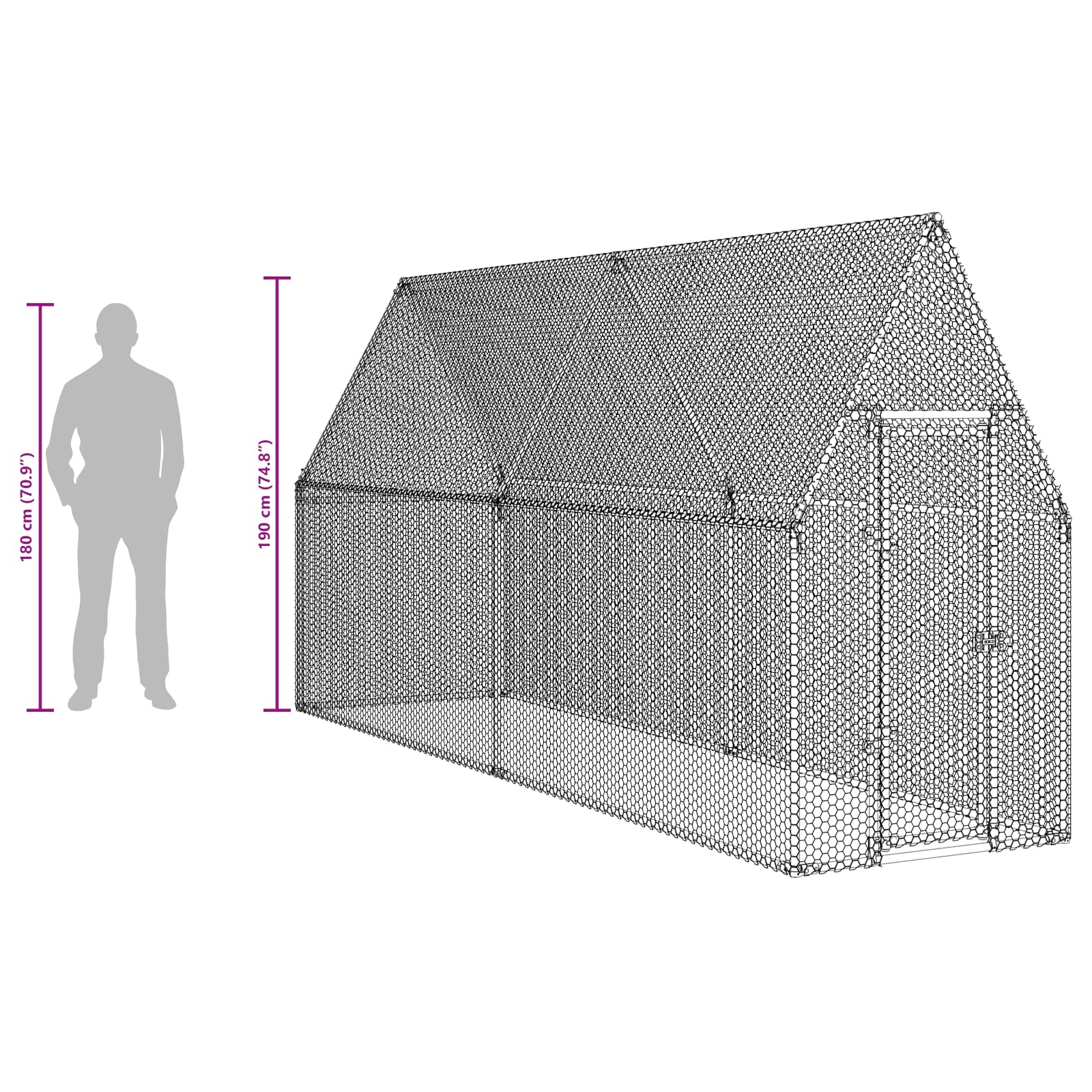 Chicken Cage Silver 400x100x190 cm Galvanised Steel