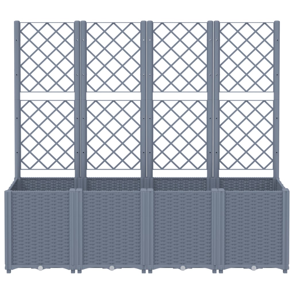 Garden Planter with Trellis Blue Grey 160x40x140 cm PP
