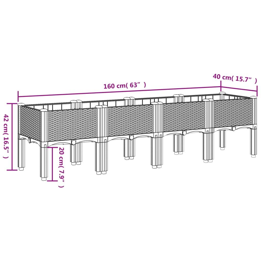 Garden Planter with Legs Black 160x40x42 cm PP