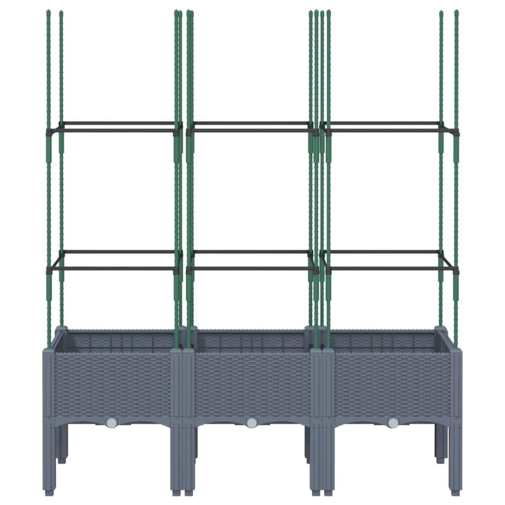 Garden Planter with Trellis Blue Grey 120x40x142.5 cm PP