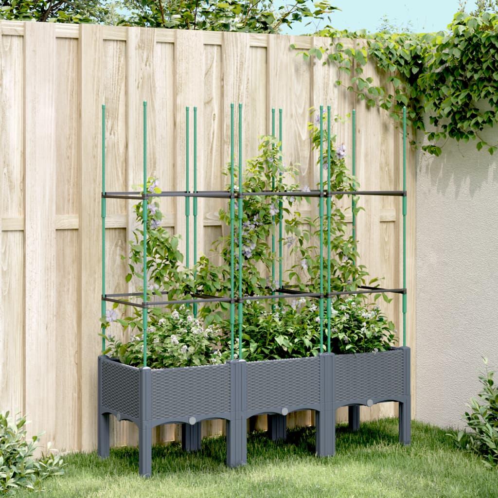 Garden Planter with Trellis Blue Grey 120x40x142.5 cm PP