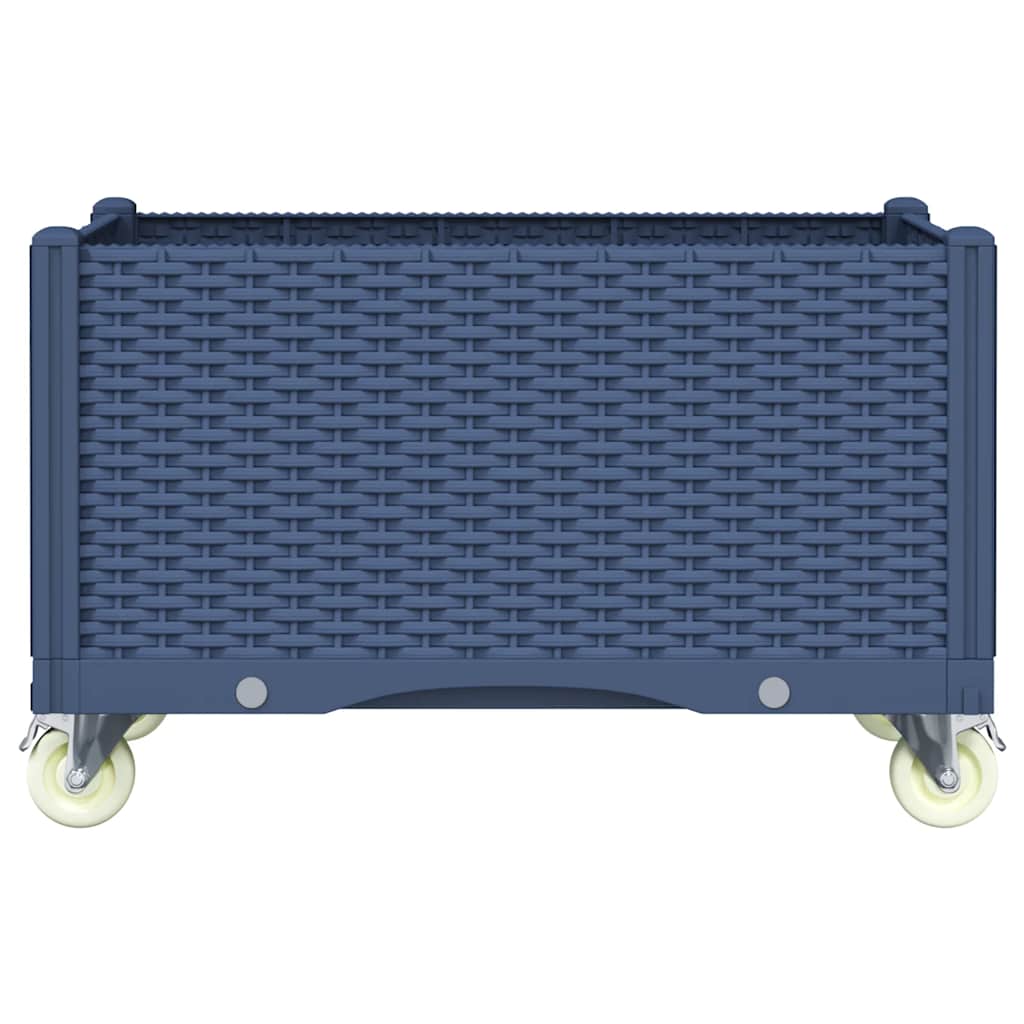 Garden Planter with Wheels Blue Grey 80x50x54 cm PP