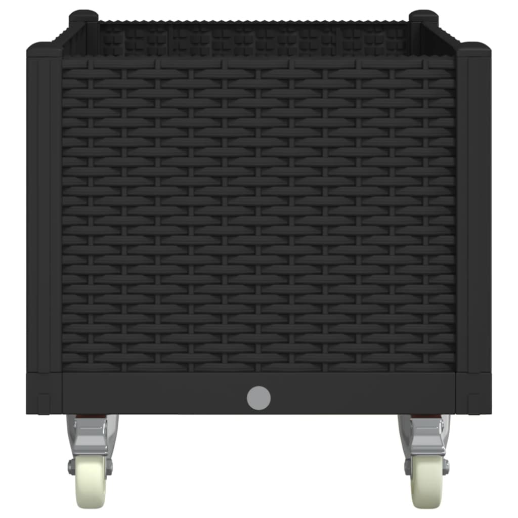 Garden Planter with Wheels Black 80x50x54 cm PP