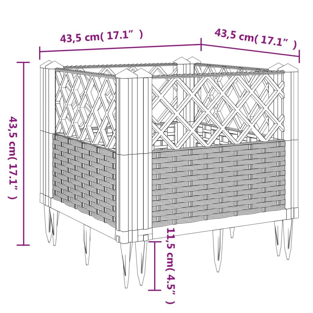 Garden Planter with Pegs Blue Grey 43.5x43.5x43.5 cm PP