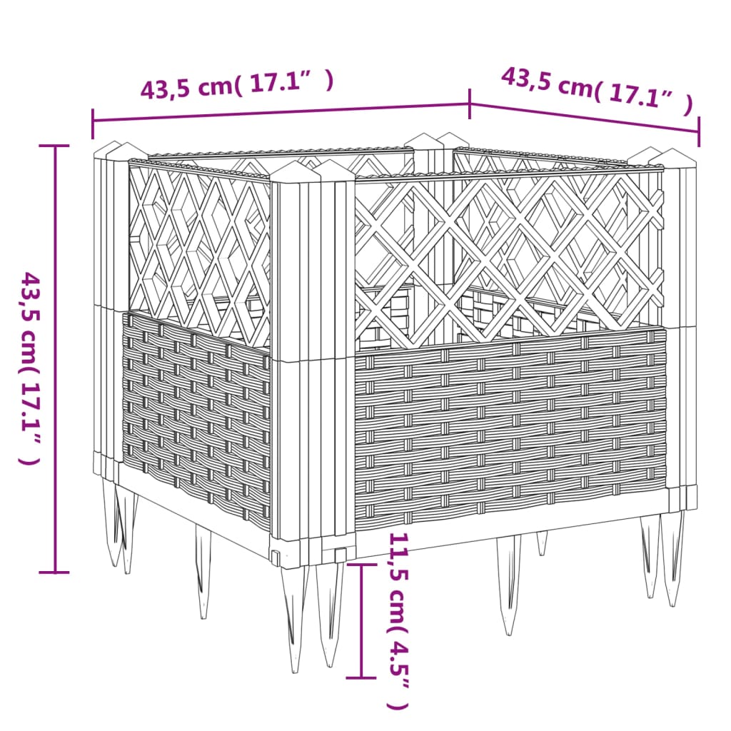 Garden Planter with Pegs Blue Grey 43.5x43.5x43.5 cm PP