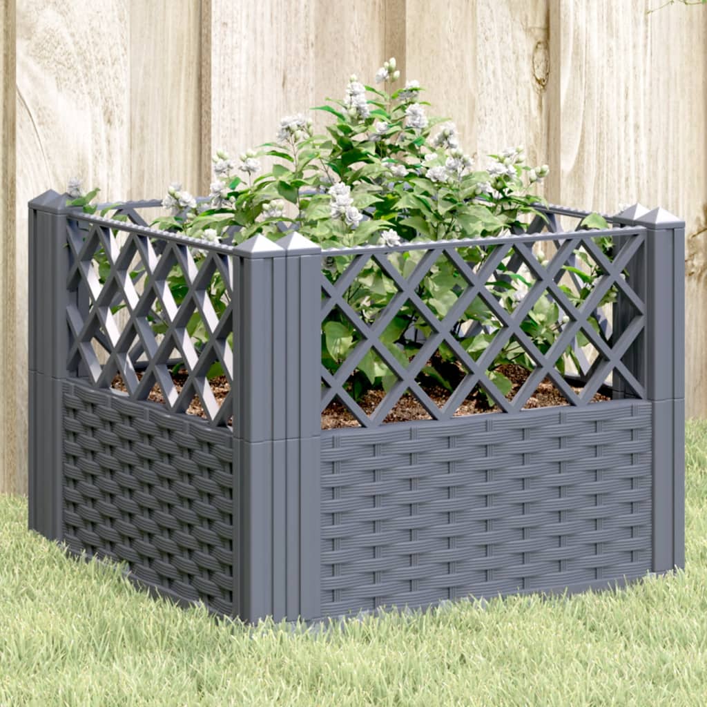 Garden Planter with Pegs Blue Grey 43.5x43.5x43.5 cm PP