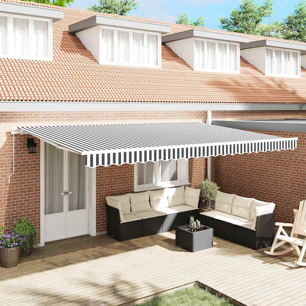 Manual Retractable Awning Anthracite&amp;White 500x300 cm