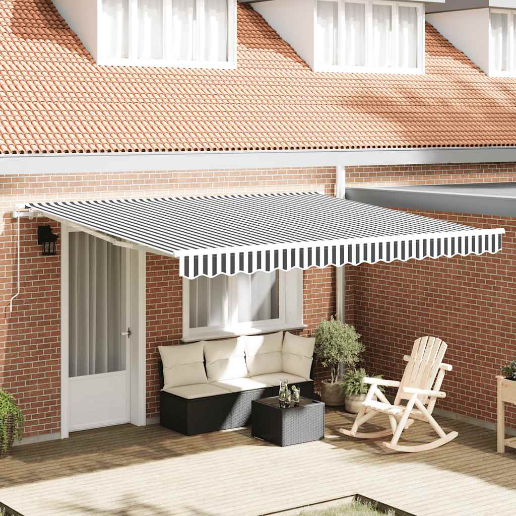 Manual Retractable Awning Anthracite&amp;White 400x300 cm