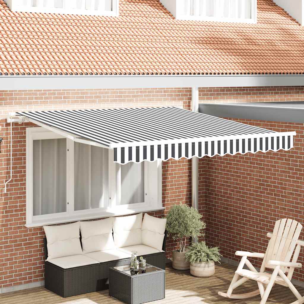 Manual Retractable Awning Anthracite&amp;White 300x250 cm