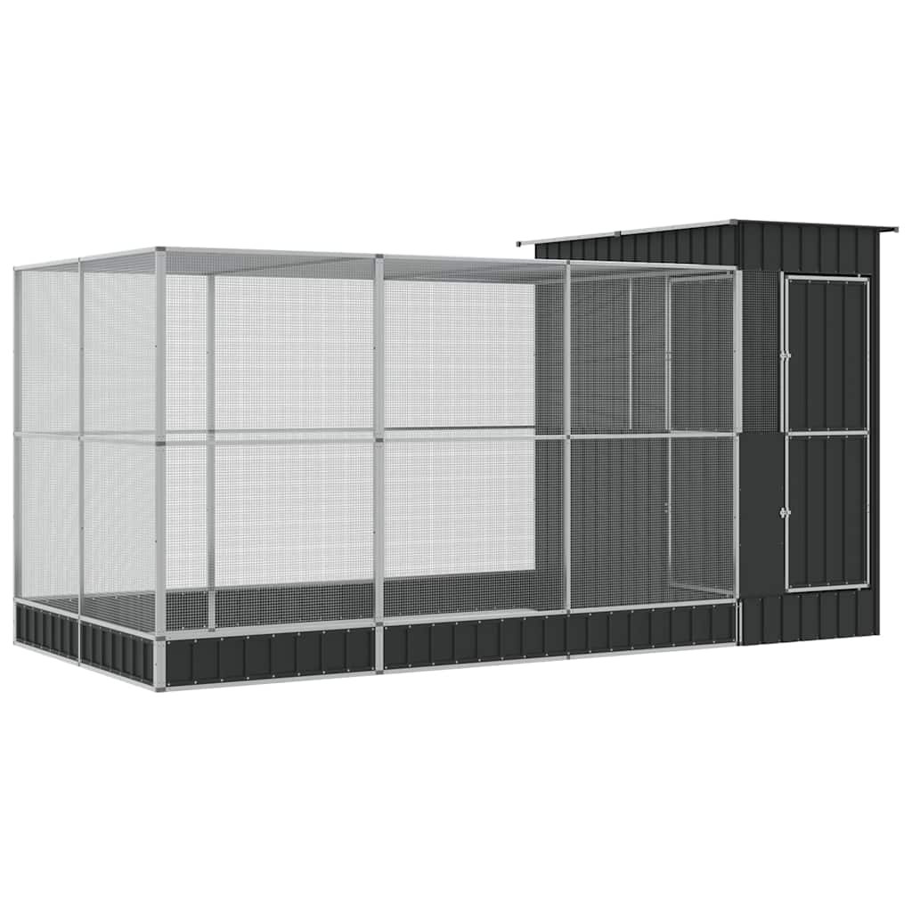 Aviary with Extension Silver 416x203x216 cm Steel