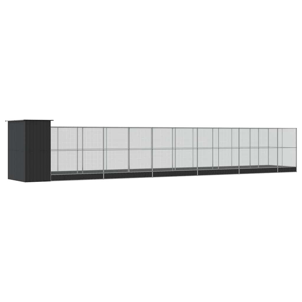 Aviary with Extension Silver 1244x203x216 cm Steel