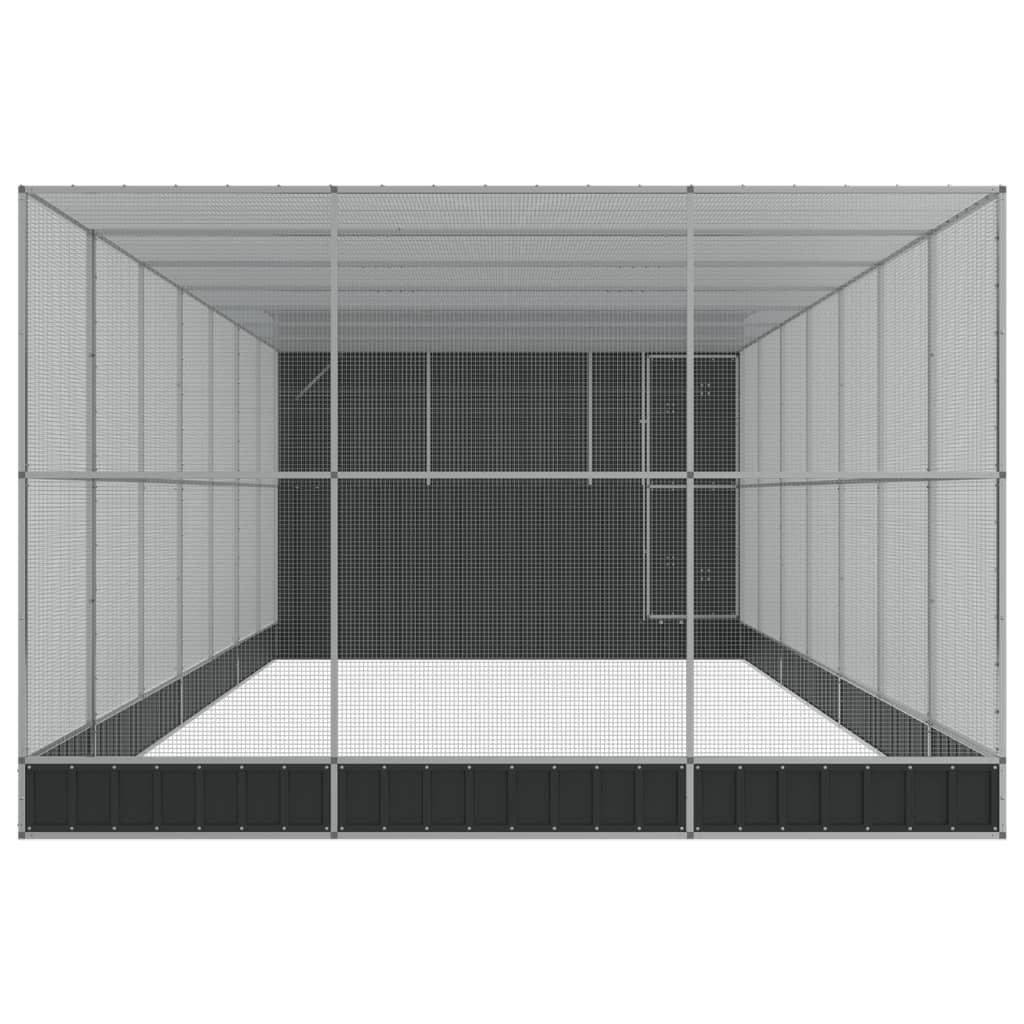 Aviary with Extension Silver 911x303x216 cm Steel