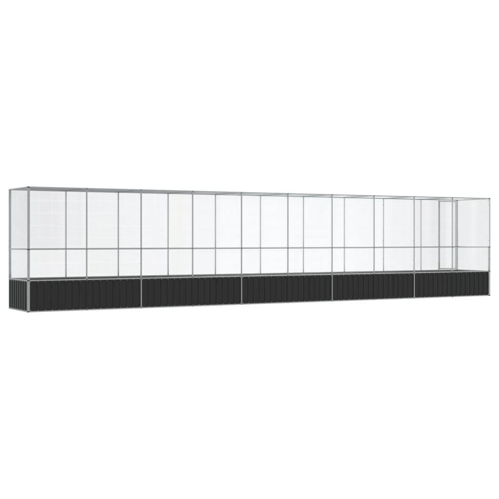 Aviary with Extension Silver 1042.5x107x212 cm Steel