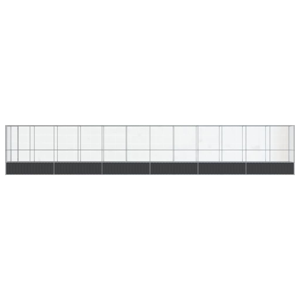 Aviary with Extension Silver 1250.5x107x212 cm Steel