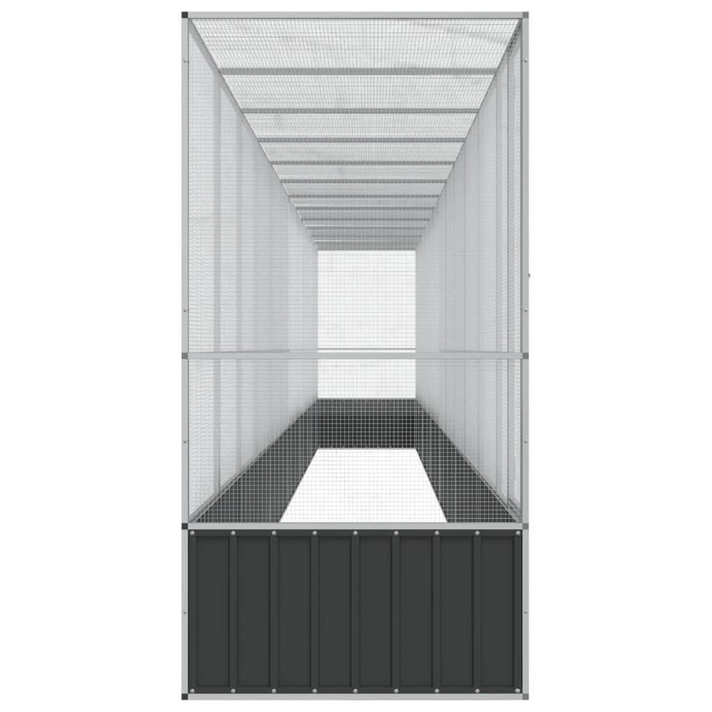 Aviary with Extension Silver 1250.5x107x212 cm Steel