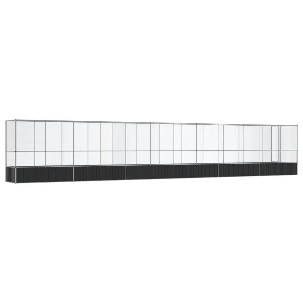 Aviary with Extension Silver 1250.5x107x212 cm Steel