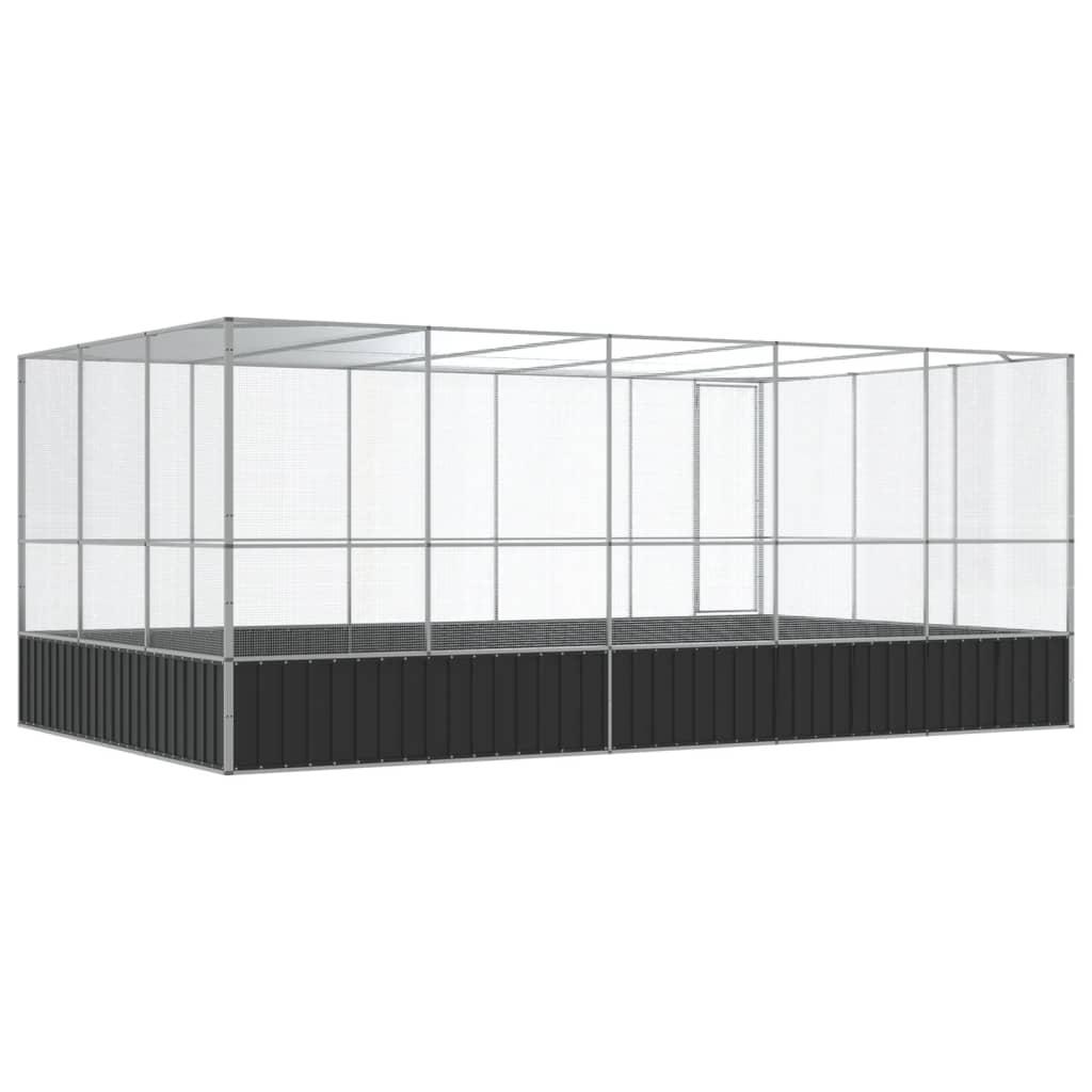 Aviary with Extension Silver 518x307x212 cm Steel