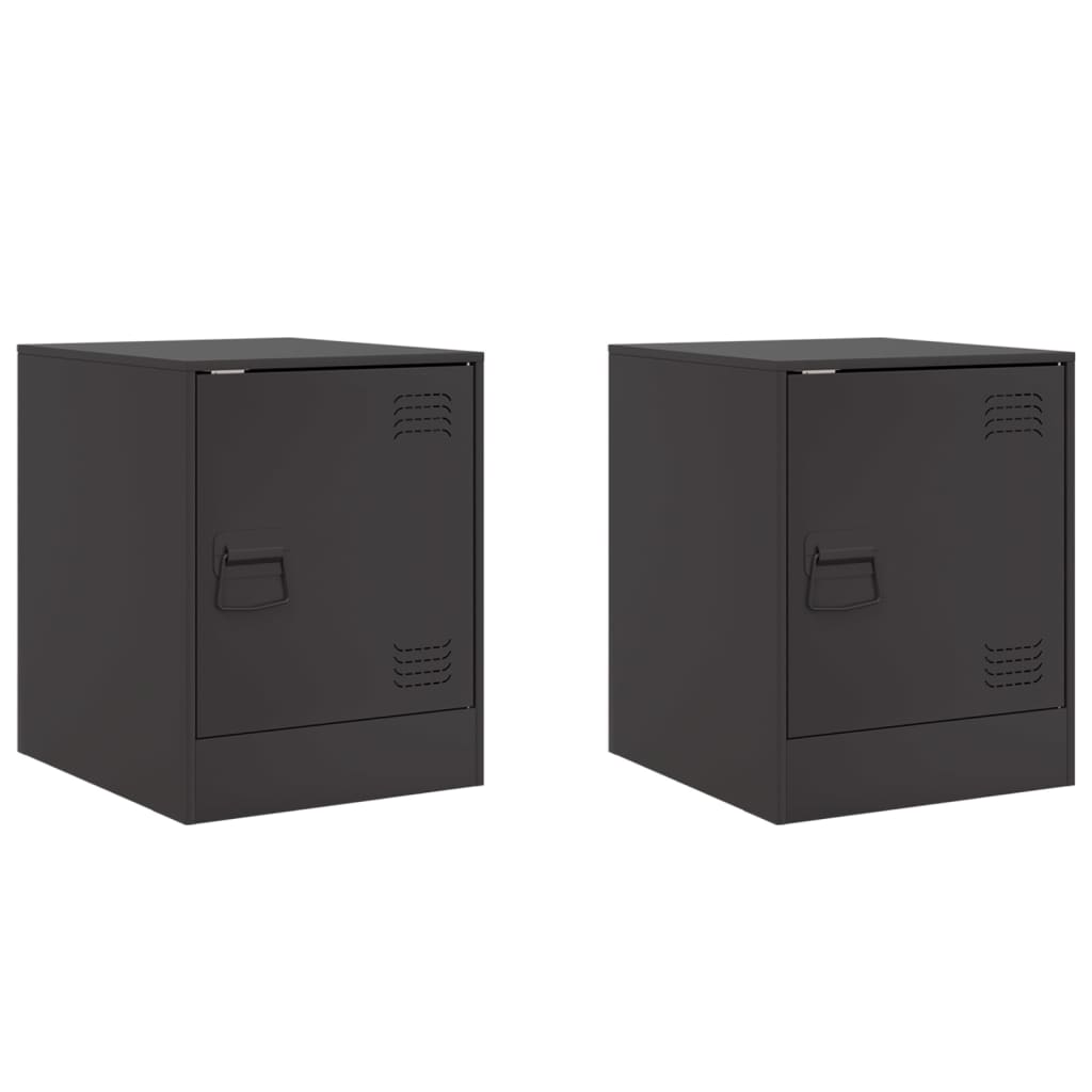 Bedside Cabinets 2pcs Black 34.5x39x44 cm Steel