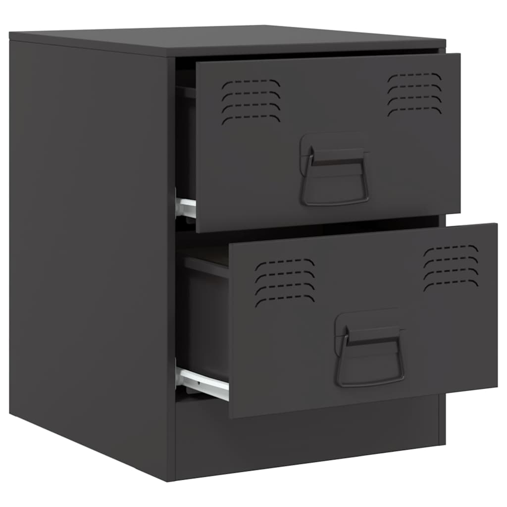 Bedside Cabinets 2 pcs Black 34.5x39x44 cm Steel