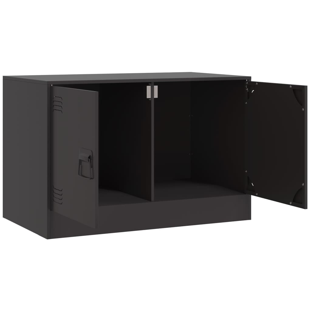 TV Cabinets 2pcs Black 67x39x44 cm Steel