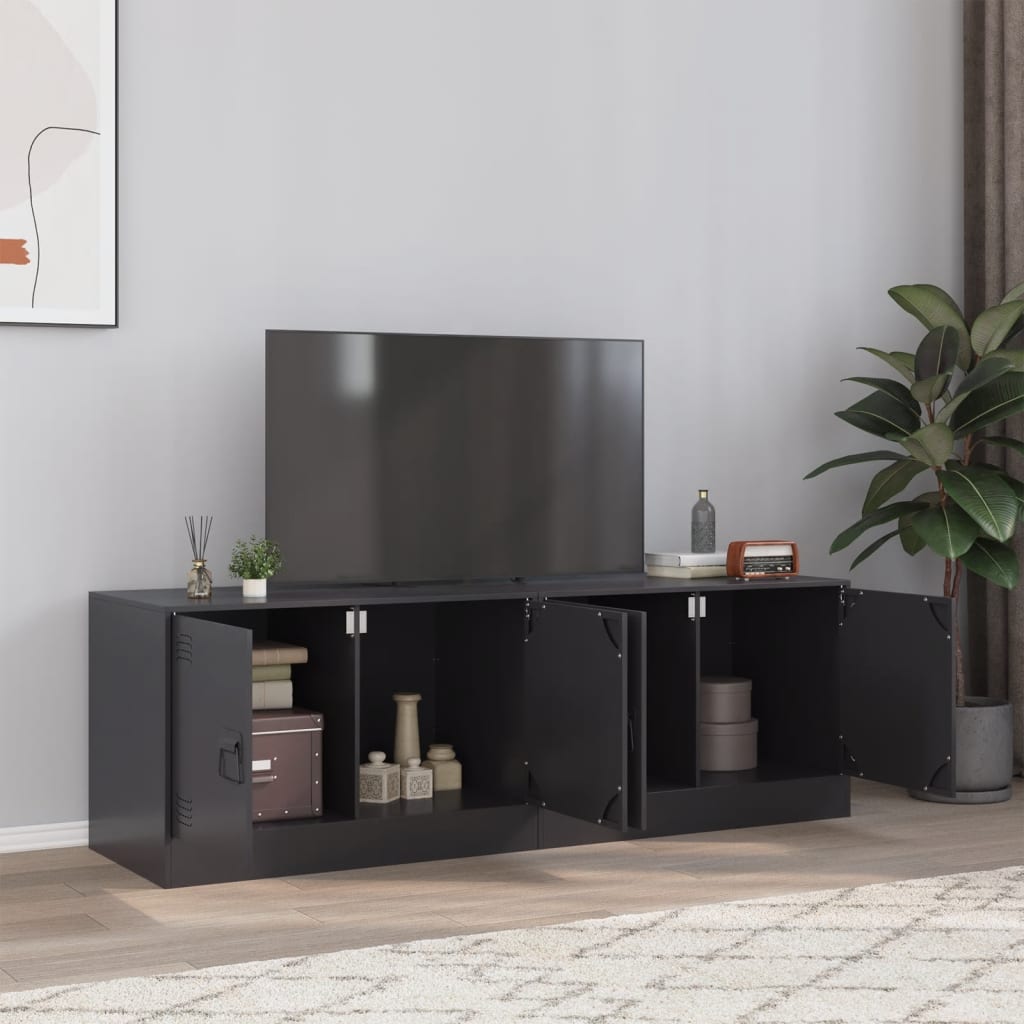 TV Cabinets 2pcs Black 67x39x44 cm Steel