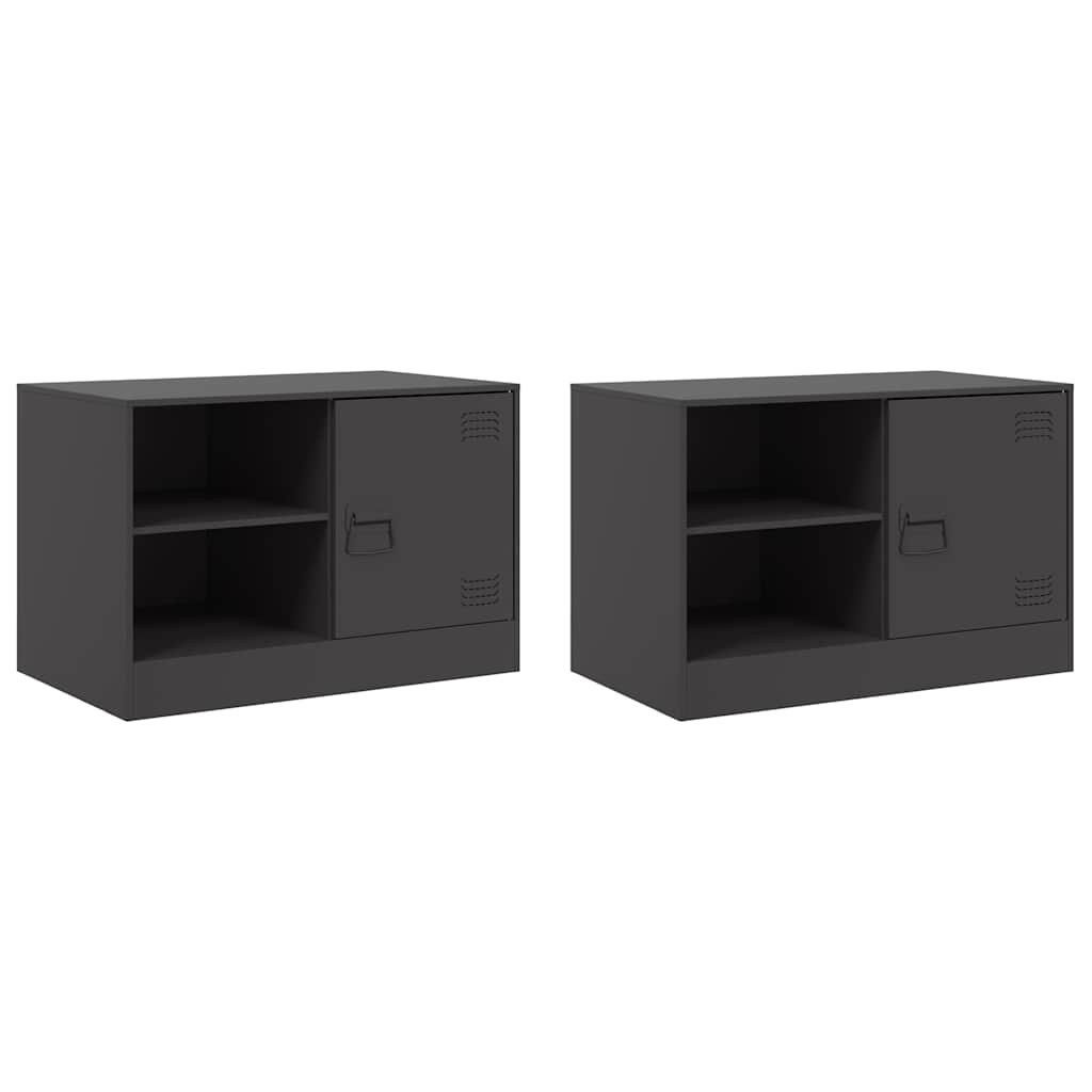 TV Cabinets 2 pcs Black 67x39x44 cm Steel