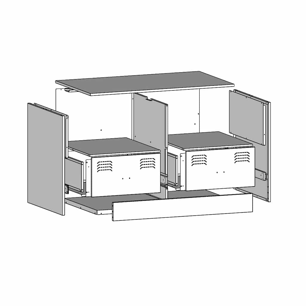 TV Cabinets 2 pcs Black 67x39x44 cm Steel